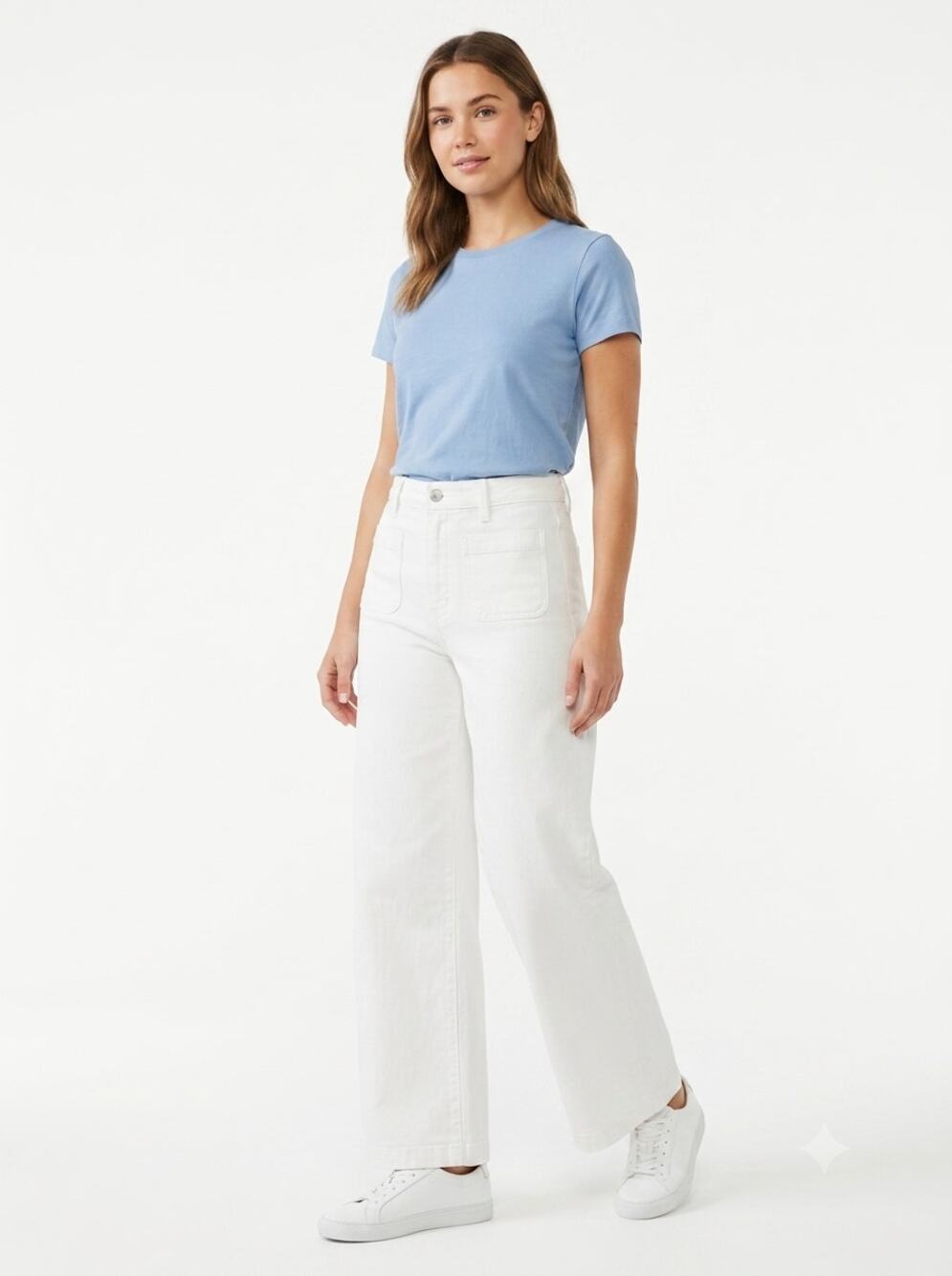 Madewell The Perfect Vintage Wide-Leg Jeans Womens 27 White Stretch Patch Pocket